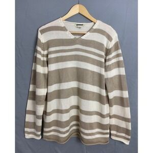 Eddie‎ Bauer Sweater Womens Medium M Beige Striped